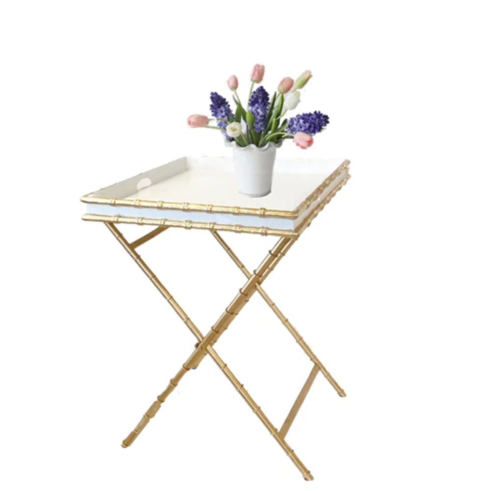 Dana Gibson White Bamboo Style Cocktail Side Table for In - store Pickup Only