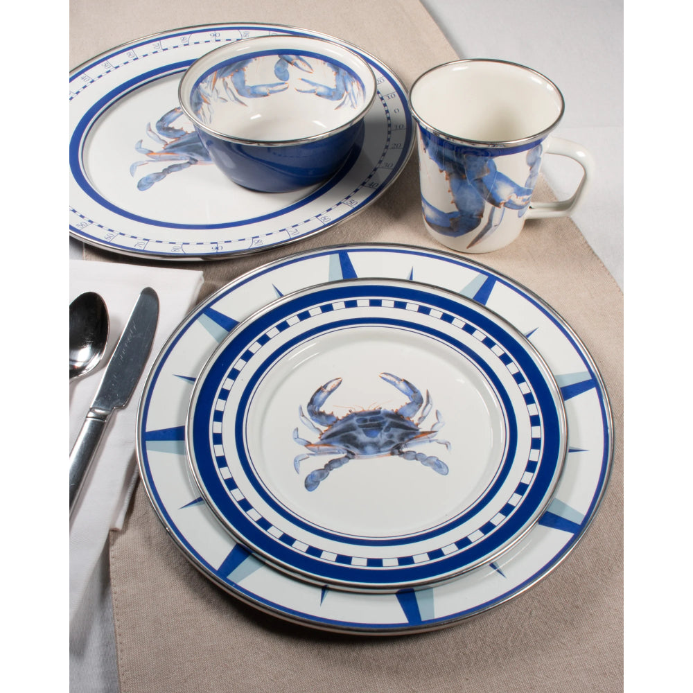 Gorgeous Golden Rabbit Blue Crab Enamel Salt and Pepper Shakers Set