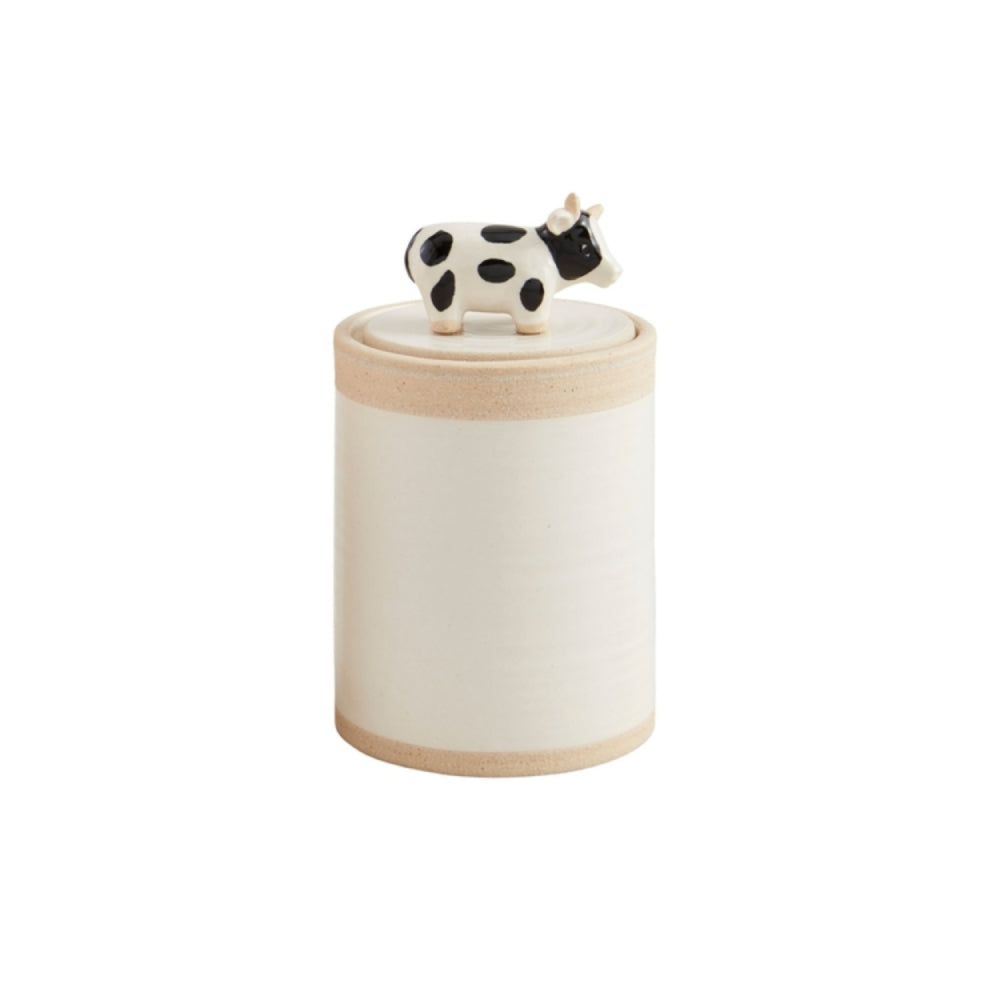 Mud Pie Durable Stoneware Handle Canister with Hand - painted Chicken Knob Lid
