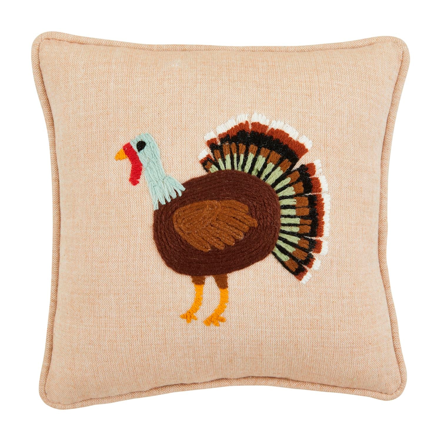 Mud Pie Autumn Mini Embroidered Decorative Pillow for Furniture Accent