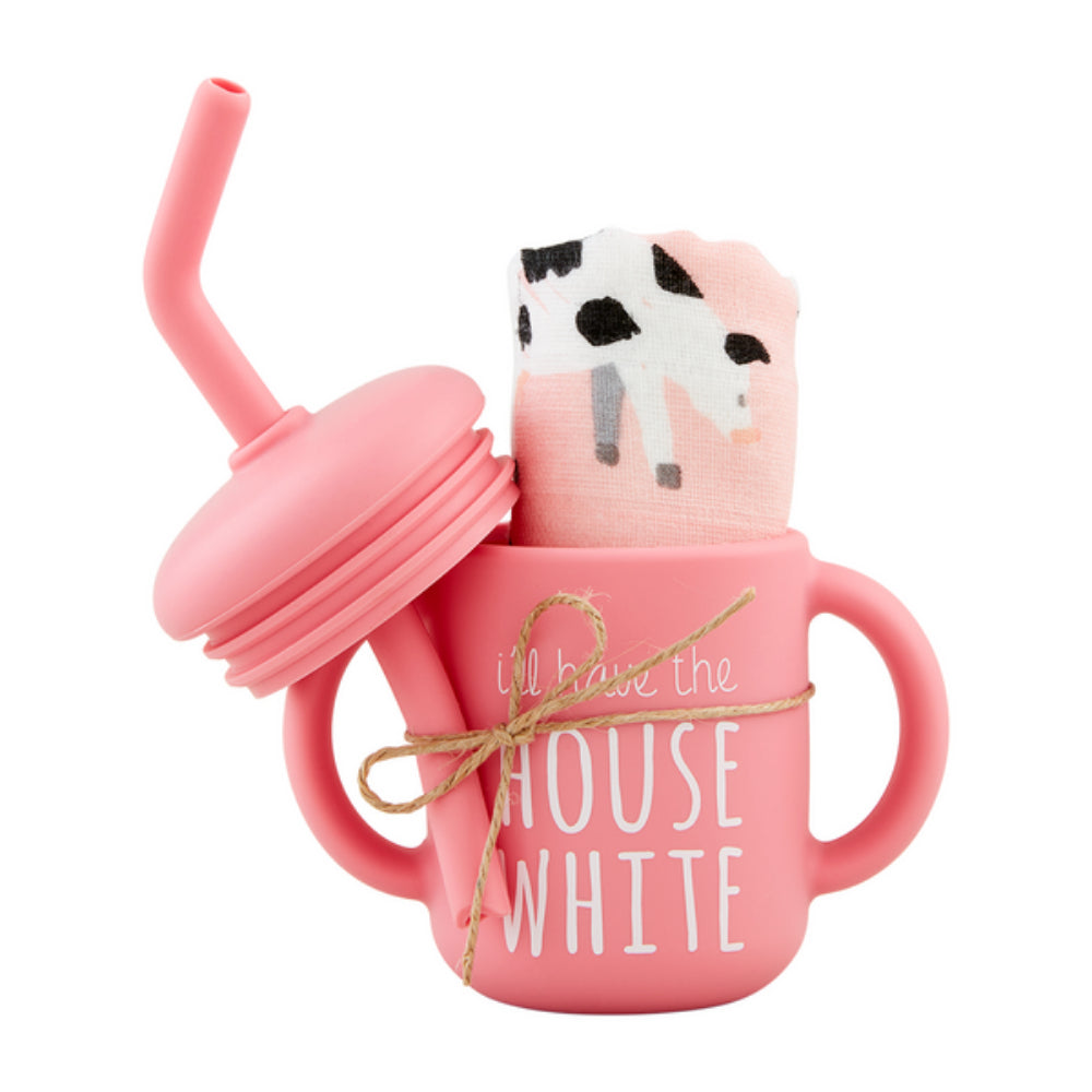 Mud Pie Silicone Farm-Themed Baby Cup and Bib Set for Kids Who Love Animals and the Outdoors