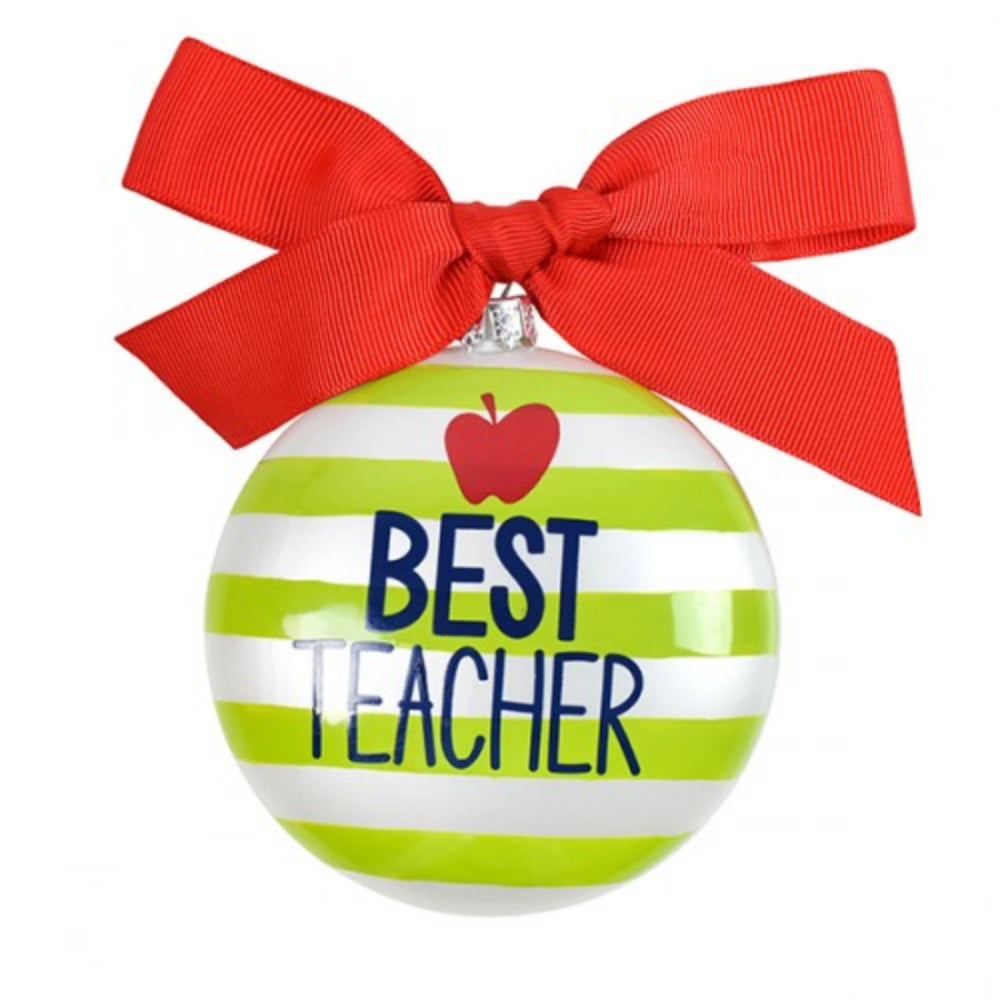 Cotton Colored Premium Striped Glass Ornament for the Best Teachers