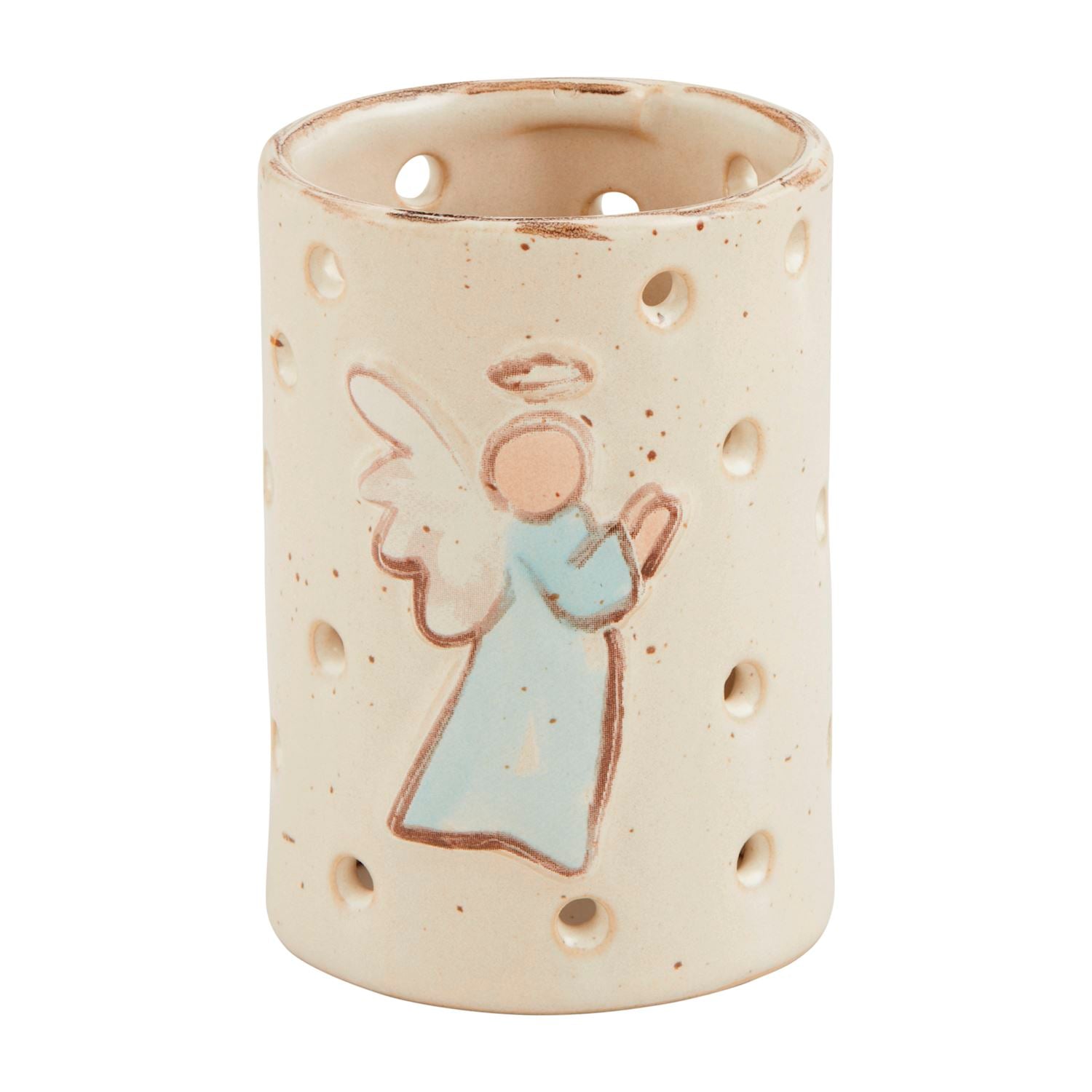 Mud Pie Farmhouse Style Angel - Decorative Stoneware Votive Holder