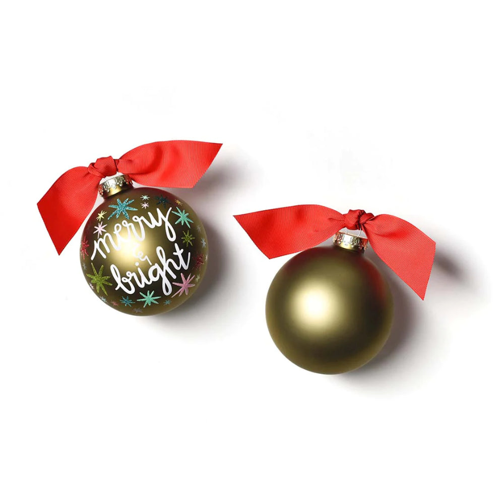 Colorful Cotton Merry and Bright Stars Christmas Glass Ornament for Holiday Decor