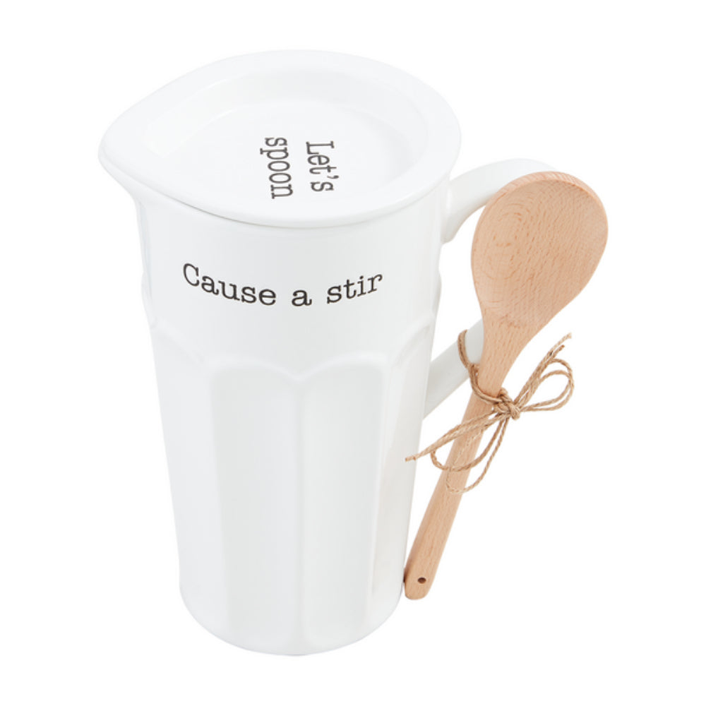 Mud Pie Stylish Stirring Pitcher Set with Wooden Spoon