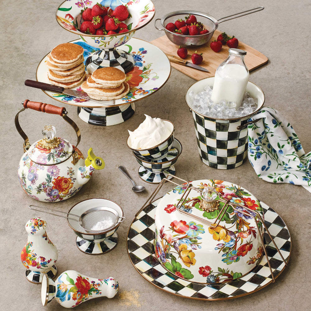 MacKenzie-Childs Hand - Decorated Floral Whistling 2 - Qt Tea Kettle