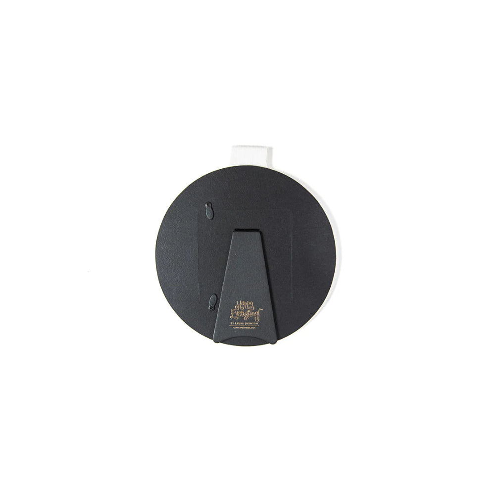 Elegant White Medium Striped Mini Round Picture Frame for Home Decor