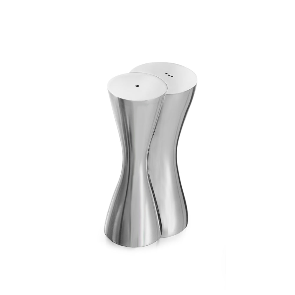 Nambé Hourglass-Style Hug Salt and Pepper Dispensers Set