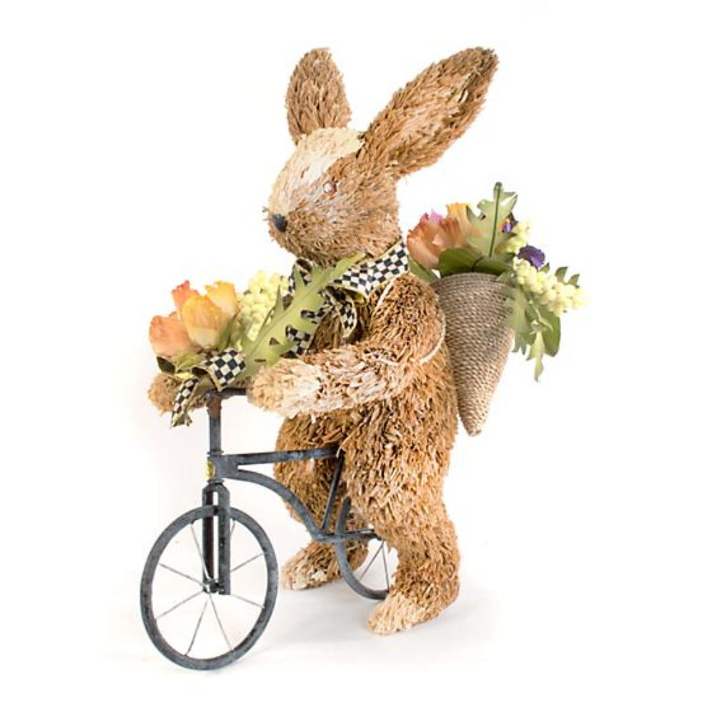 MacKenzie-Childs Handmade Farmhouse Garden Bunny Riding a Bike Decor