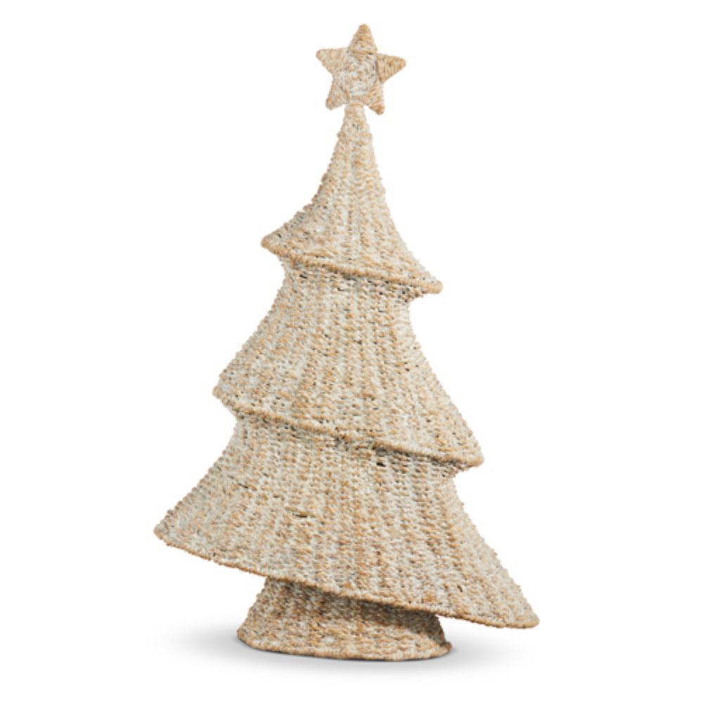 Raz Imports Coastal Whitewashed Flat - Woven Decorative Tree for Christmas