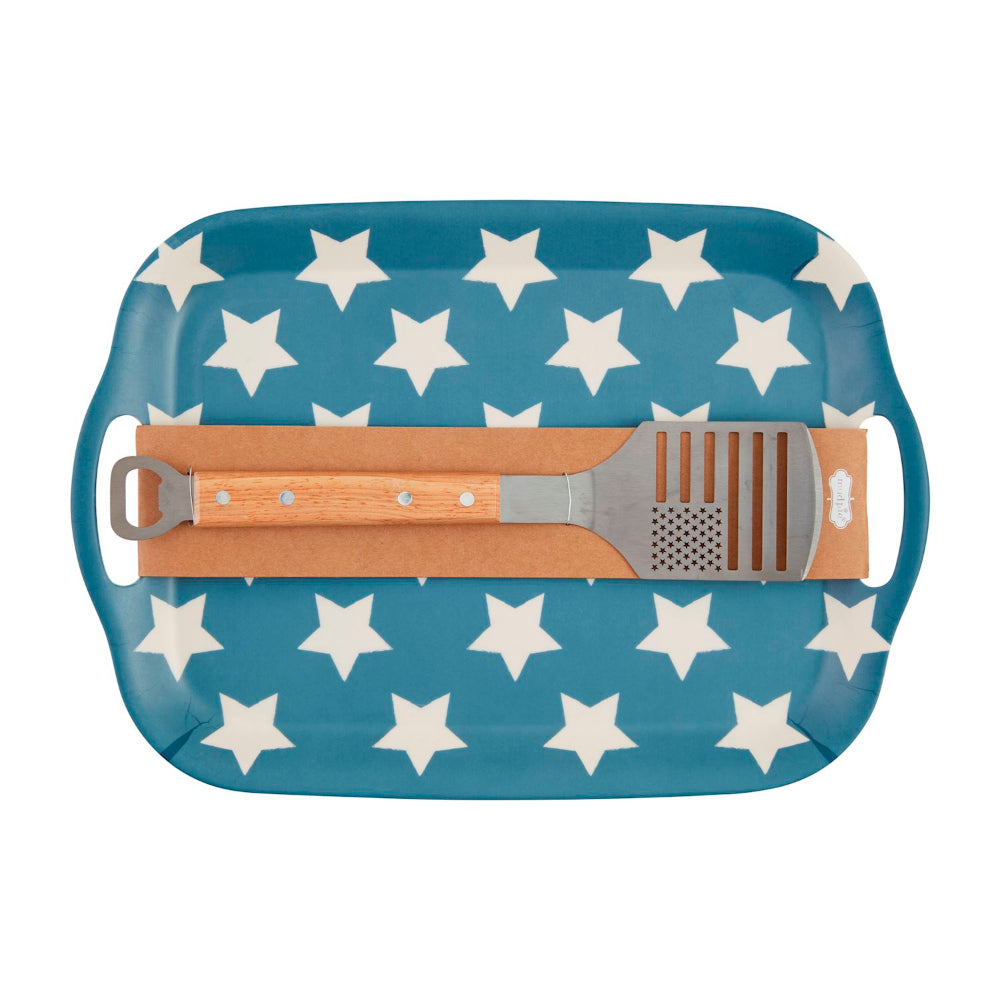Mud Pie American-themed Serving Tray and Spatula Combo Set for Entertaining