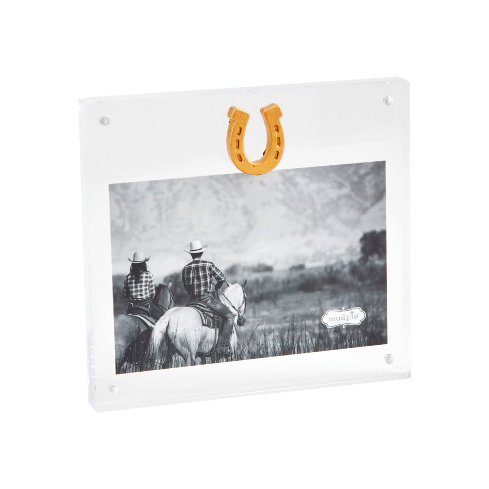 Mud Pie High - Quality Magnetic Horseshoe Acrylic Photo Frame for 4' x 6' Photos