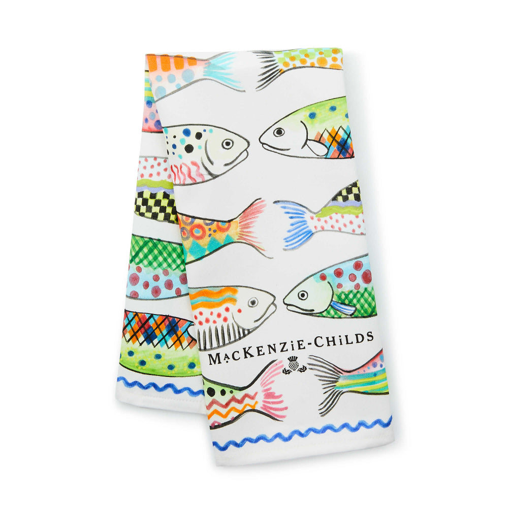 MacKenzie-Childs 100% Cotton Playful Fish Pattern Dish Towel