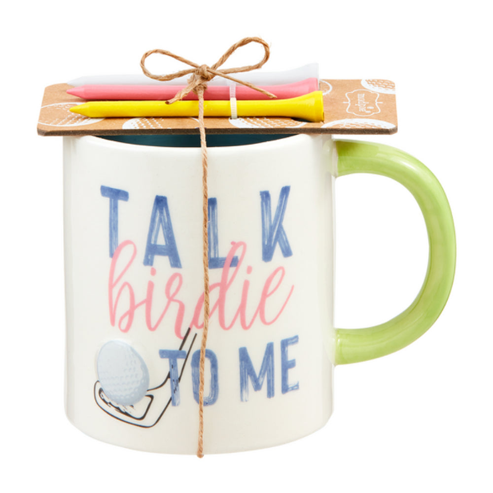 Stylish Mud Pie Talk Birdie Golf-Themed Mug and Golf Tee Gift Set