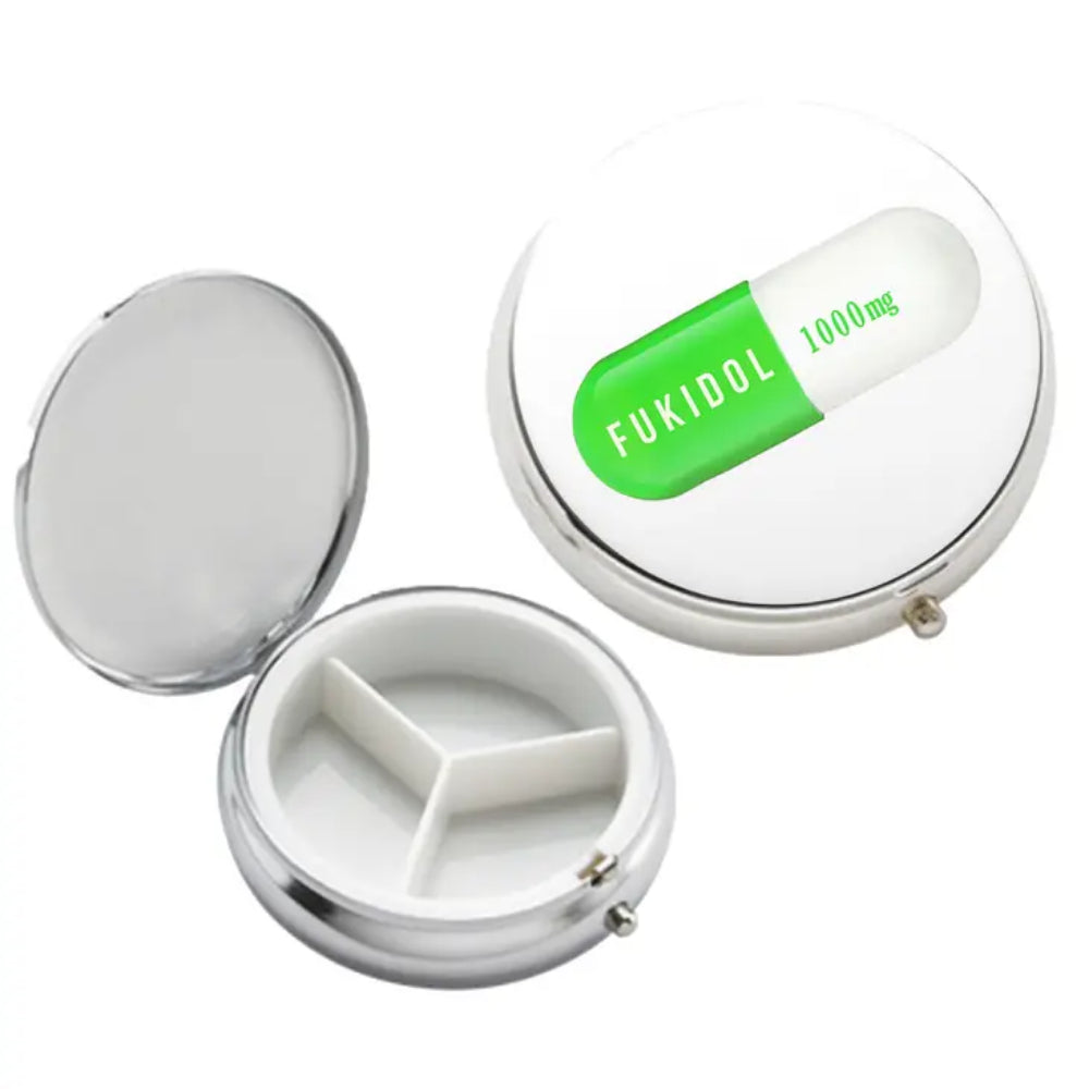 Stylish Round Metal Three - Compartment Pill Storage Case