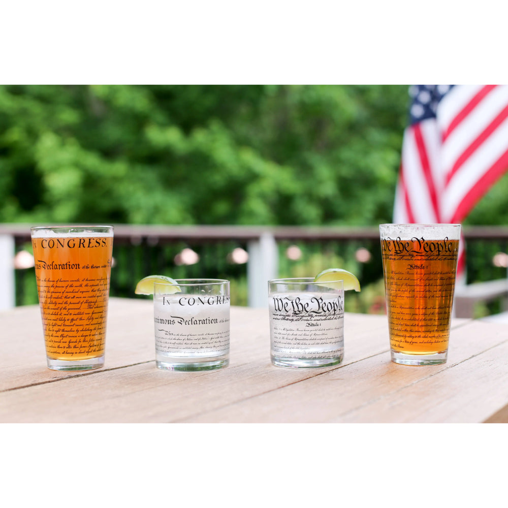 USA-made 11 oz Well - Presented Declaration of Independence Whiskey Rocks Glass