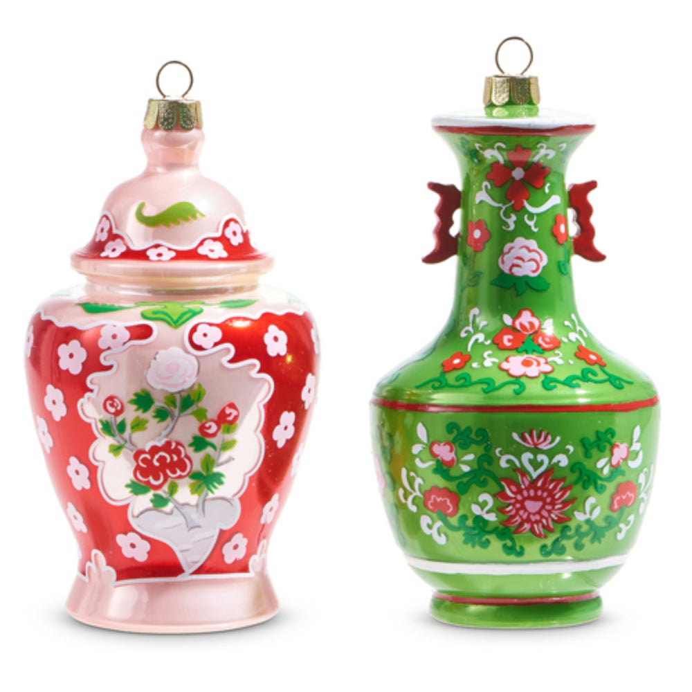 Decorative Chinese-Style Chinoiserie Jar Ornaments Set of 5