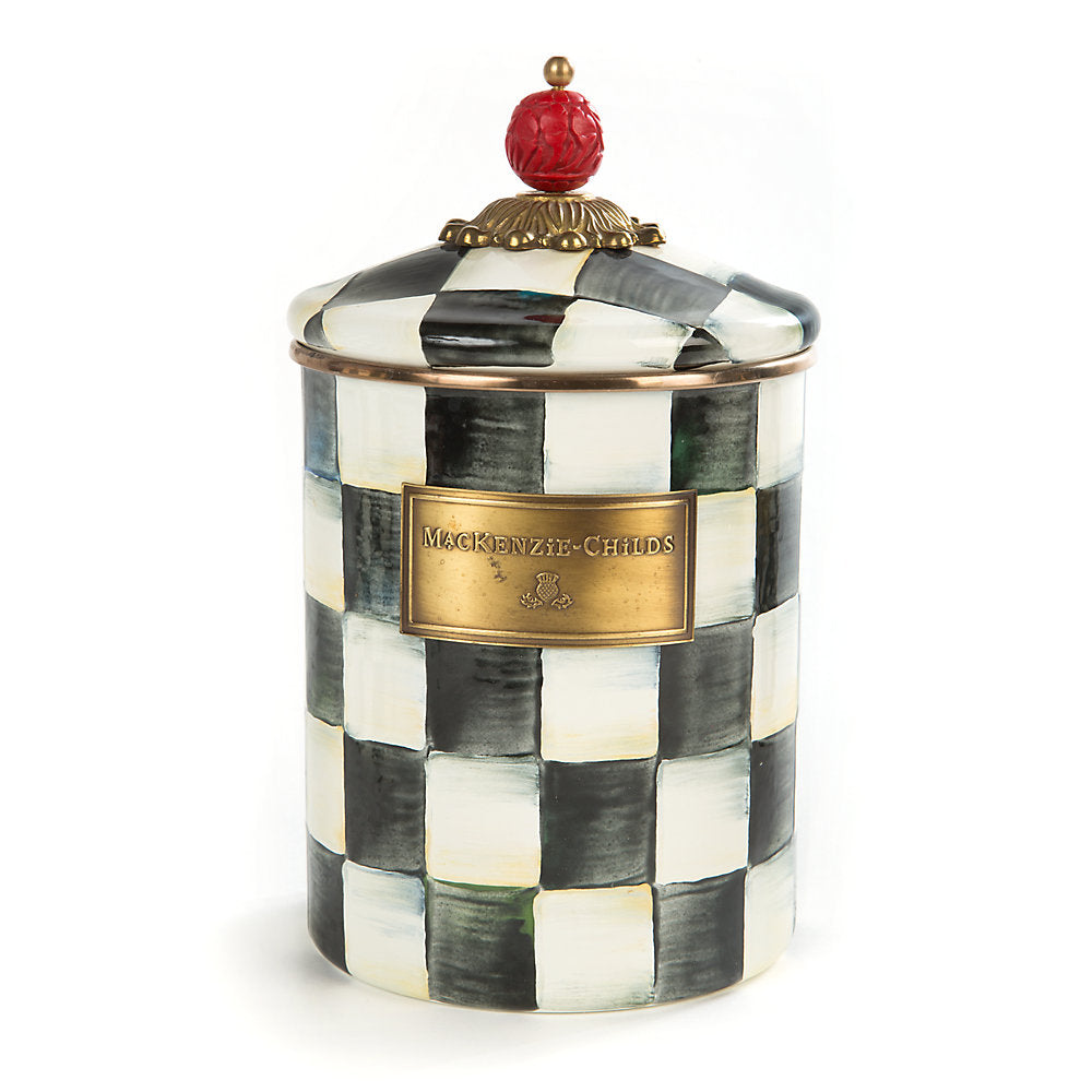 MacKenzie-Childs Enameled Steel Courtly Check Decorative Canister for Multiple Purposes