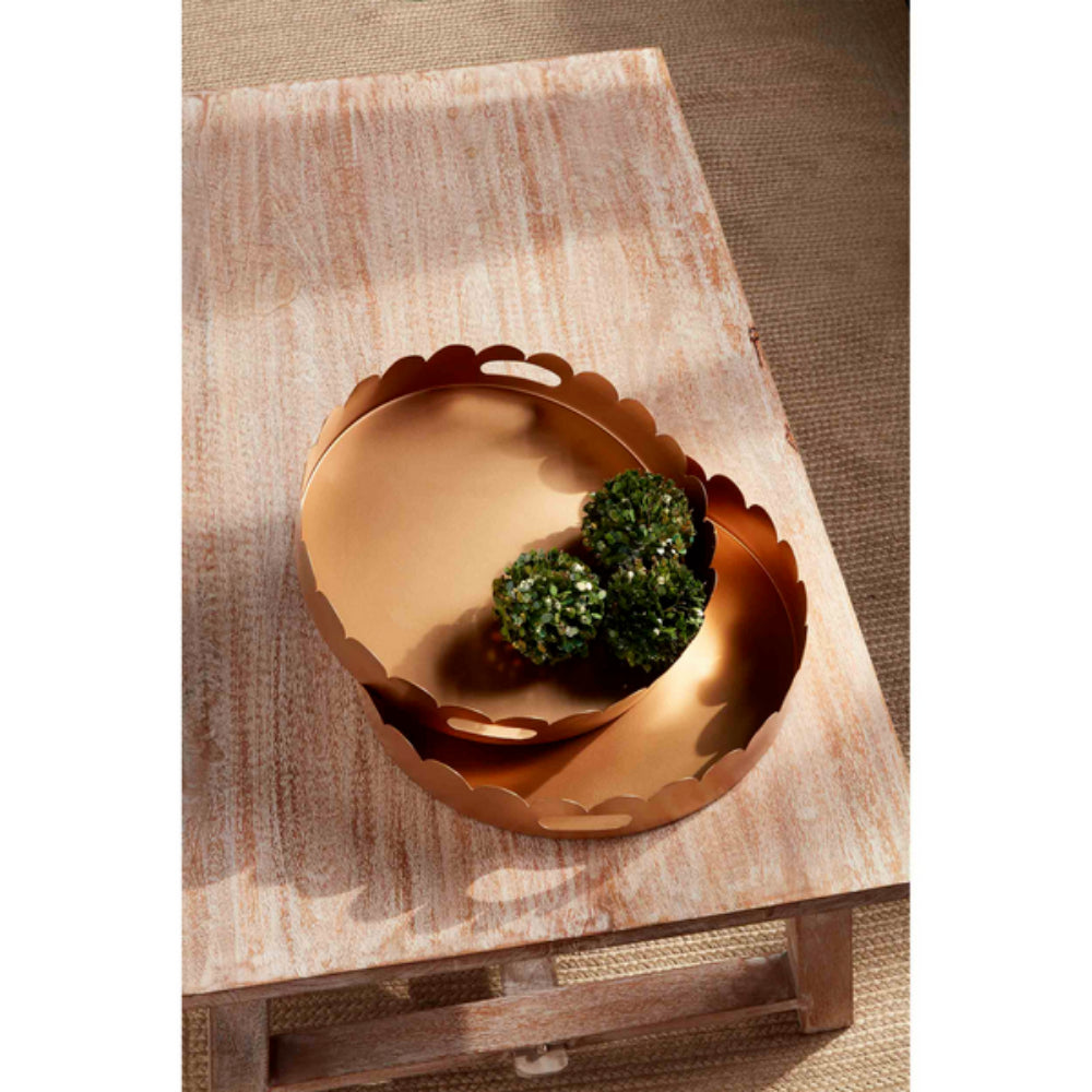 Mud Pie Gold-plated Scallop-shaped 2-piece Tray Set for Ample Storage