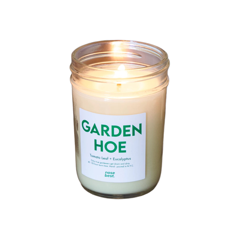 8-ounce Garden Hoe Soy Candle with the Fragrance of Tomato Leaf and Eucalyptus