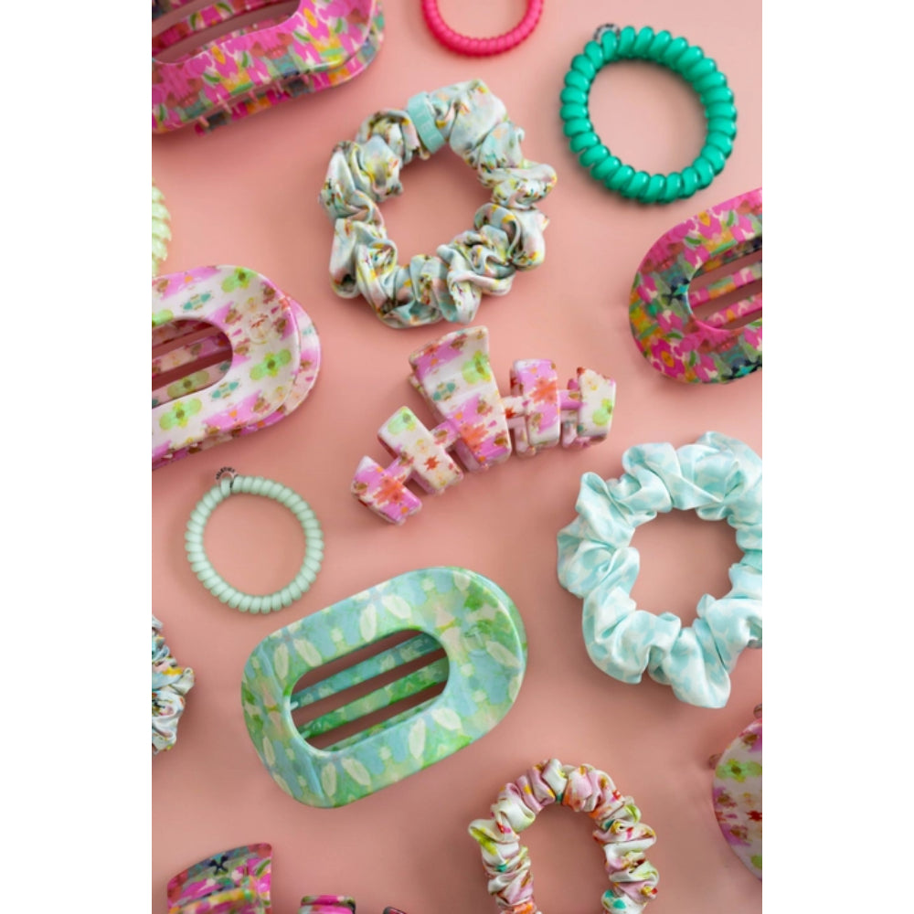 TELETIES Extra-Large Circular Flat Hair Clip Ideal for Thick Hair - Elephant Falls Design