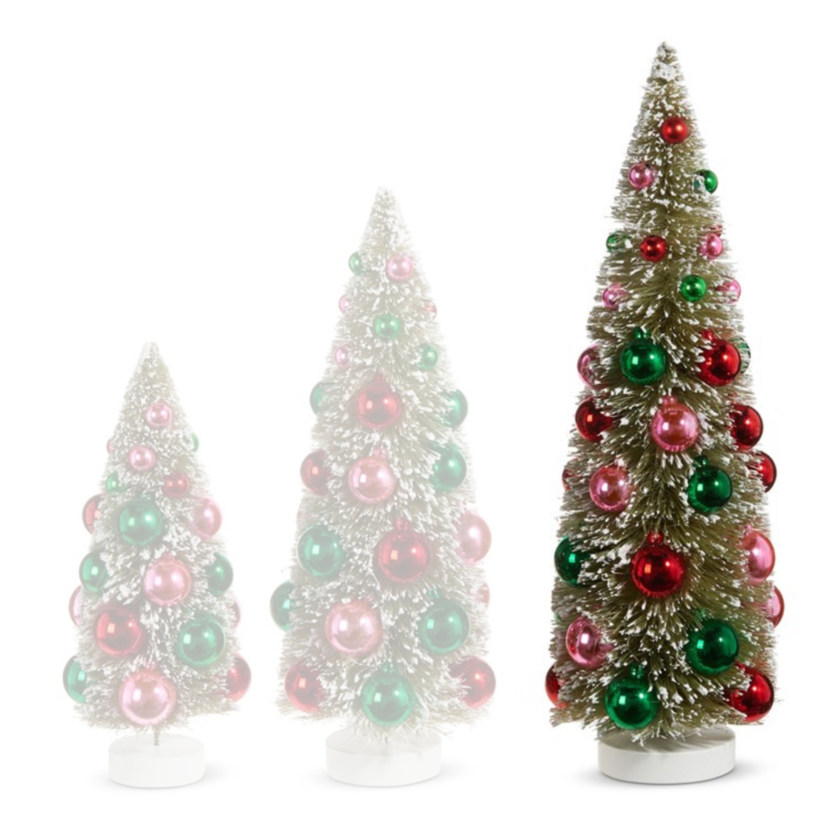 Decorated Bottle Brush Christmas Tree with Ornaments for Holiday Decoration