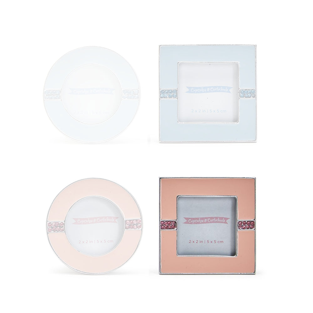 Two's Company Enamel and Jewel-Adorned 2x2 Photo Frames for Elegant Display