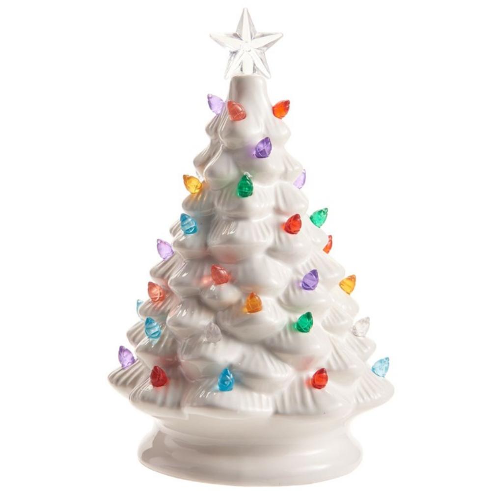Vintage-Style White Porcelain and Plastic 8-Lighted Christmas Tree