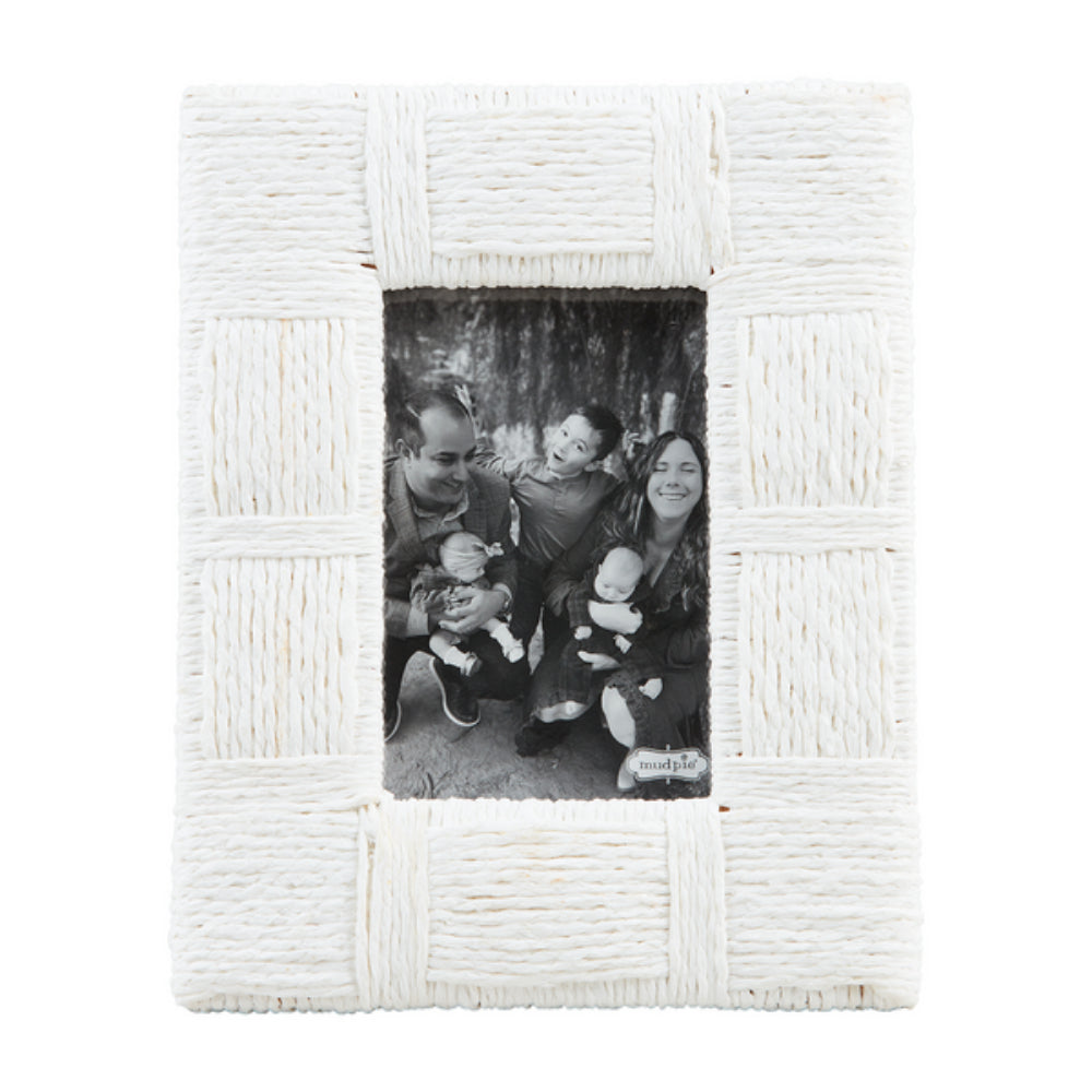 Mud Pie Exquisite White Cotton Woven Rope Picture Frame