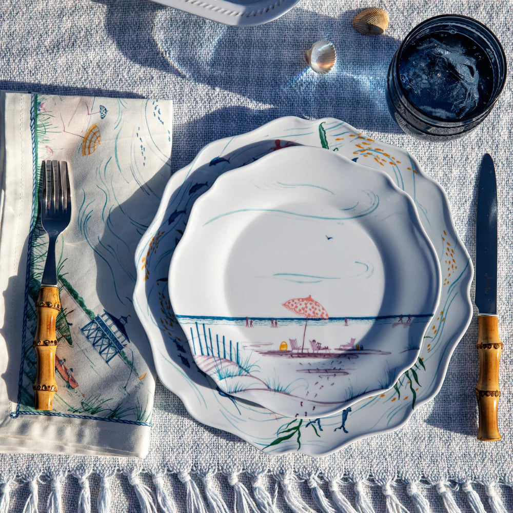 Juliska Country Estate Seaside Collection Melamine Dessert and Salad Plate Set - Four Piece Set with Distinct Styles