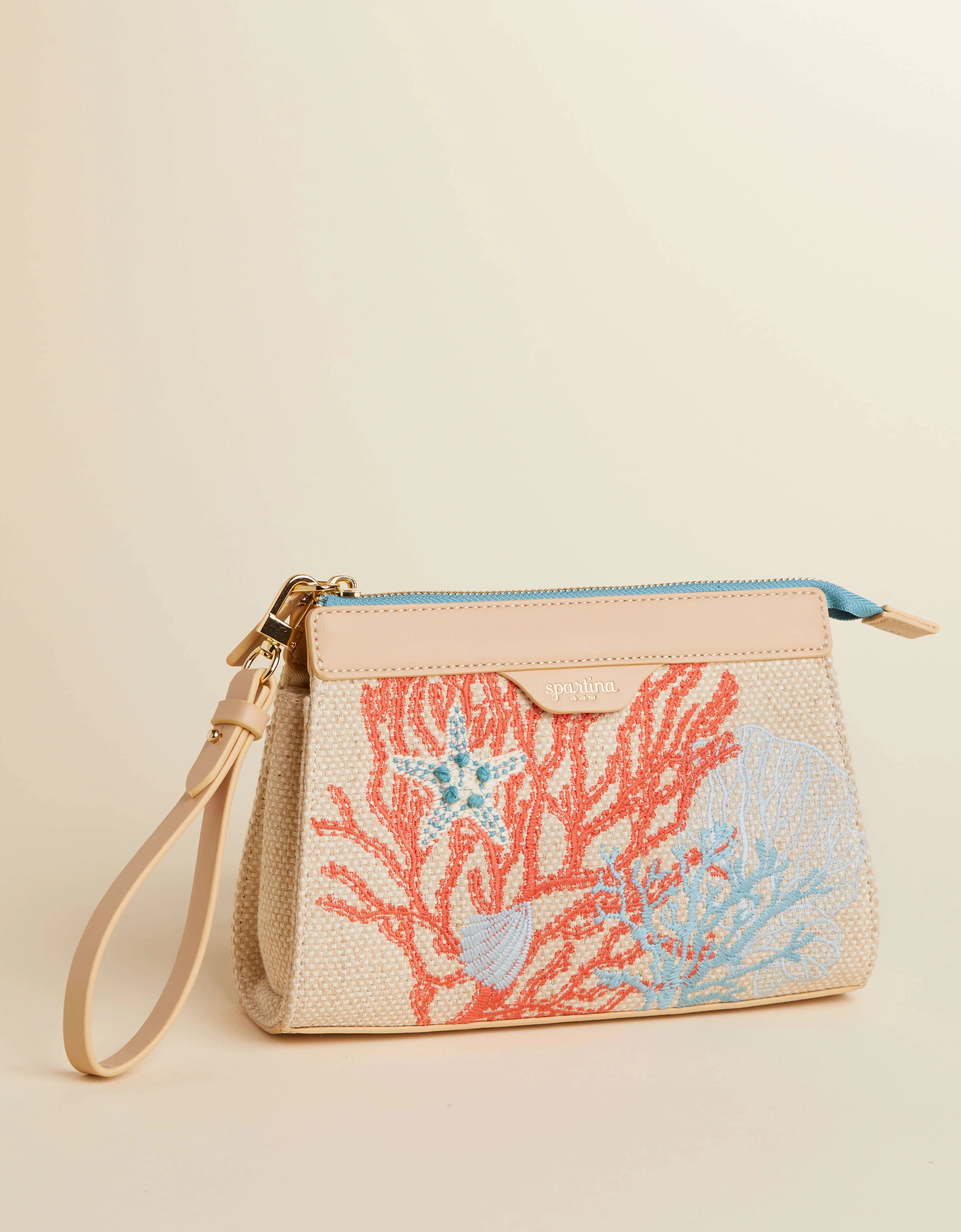 Spartina Ogeechee Sea Life Coral Annie Crossbody Wristlet - Stylish Leather Design