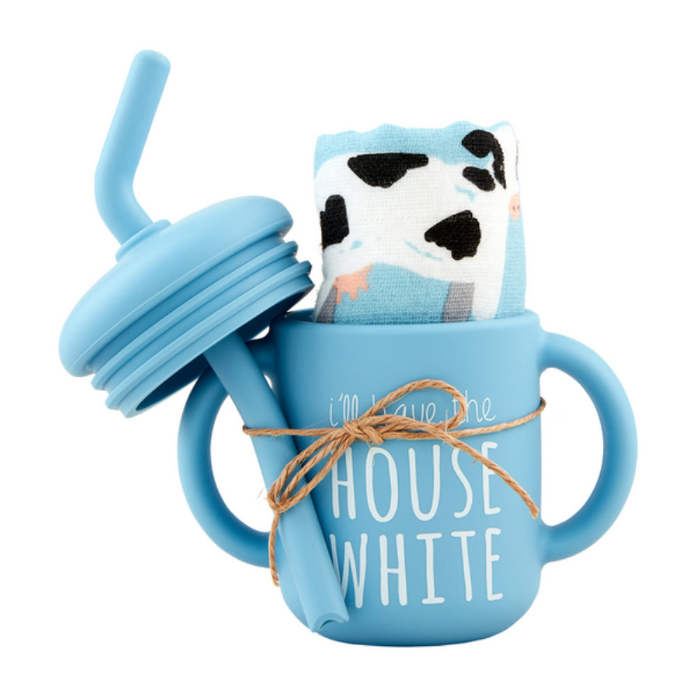 Mud Pie Silicone Farm-Themed Baby Cup and Bib Set for Kids Who Love Animals and the Outdoors