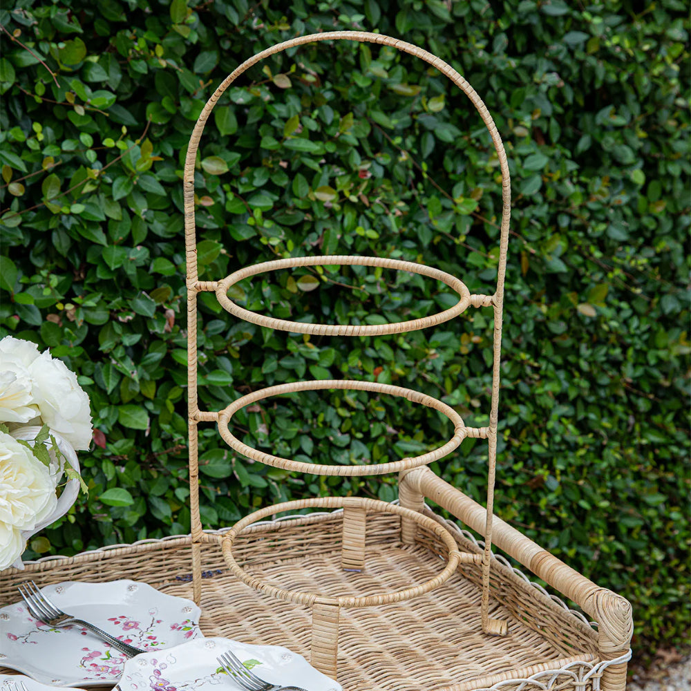 Juliska Provence Rattan Three - Tiered Elegant Plate Server for Entertaining