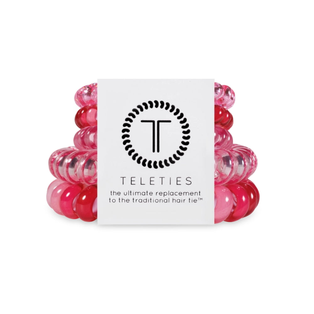 TELETIES Spiral Mixed Pack of Blushing Hair Coil Hair Ties for Valentine's Day and Everyday Use