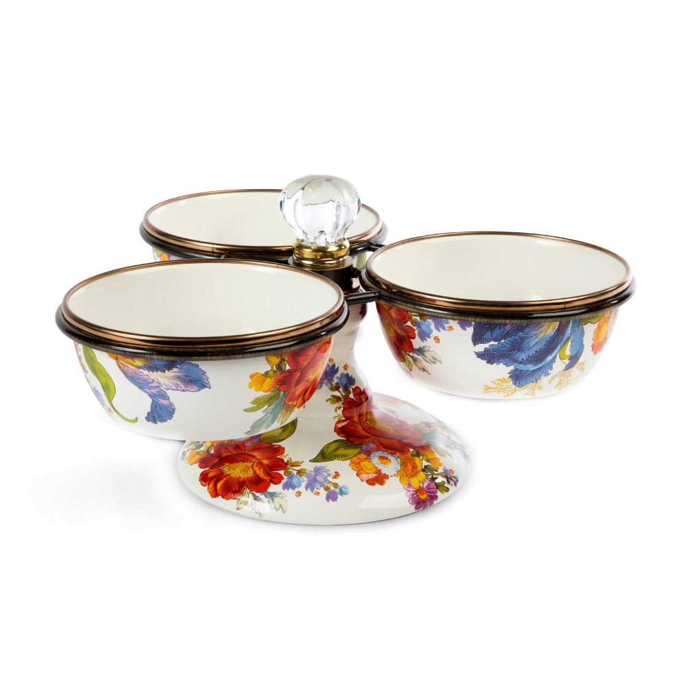 MacKenzie-Childs Hand - glazed Flower Market Enamel Triplicity Set