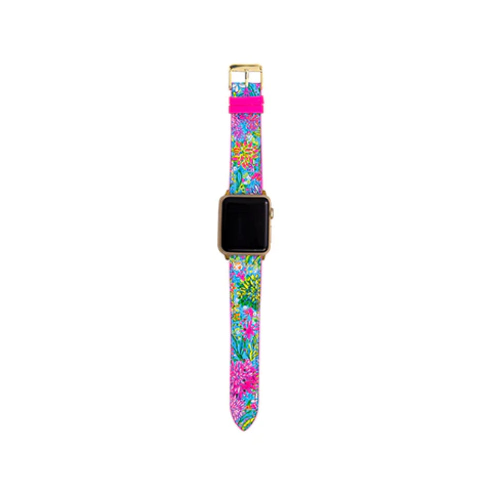 Lilly Pulitzer Colorful Printed Apple Watch Band - Sunshine Pattern, Gold Hardware