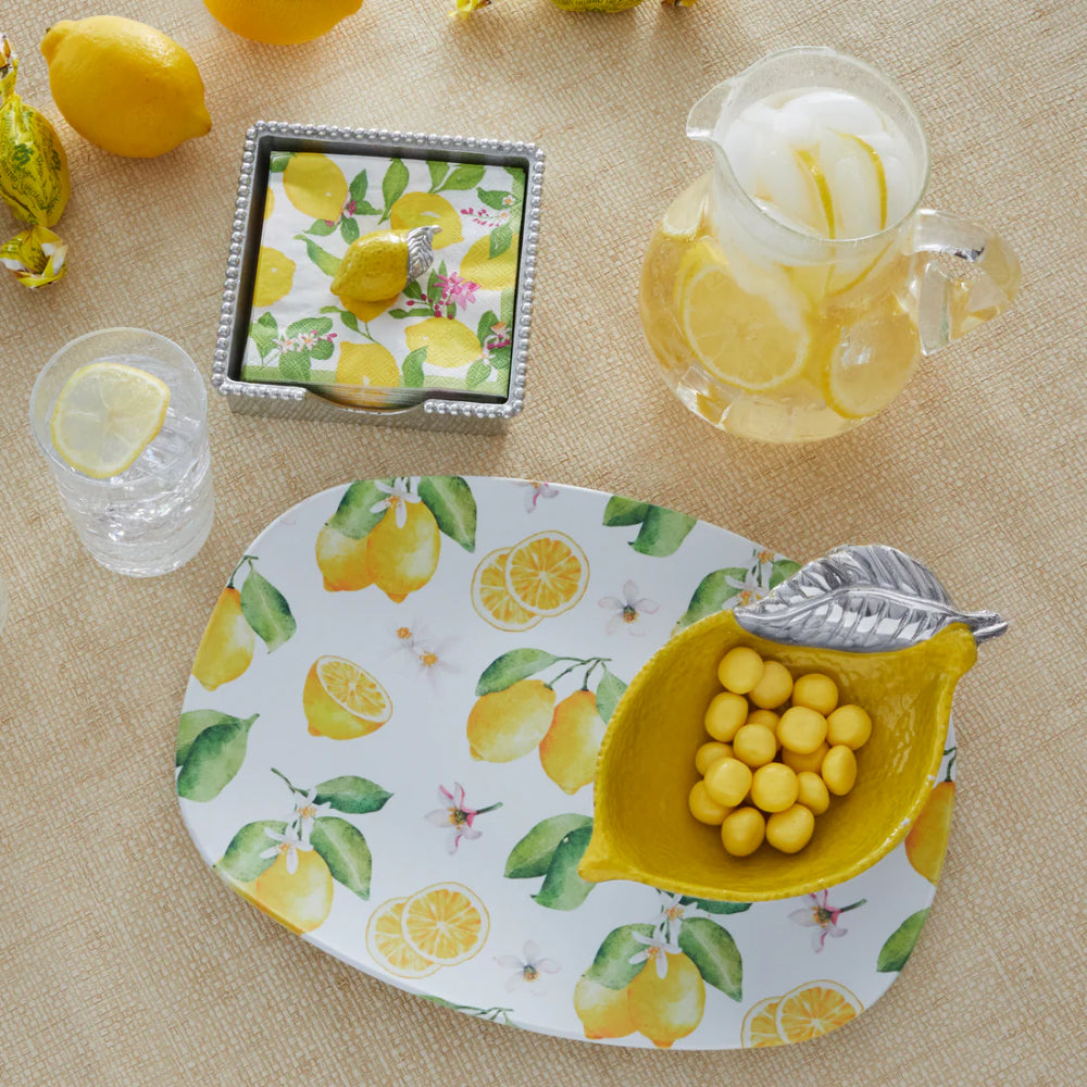 Exquisite Mariposa Platter with Lemons and Blossoms Design