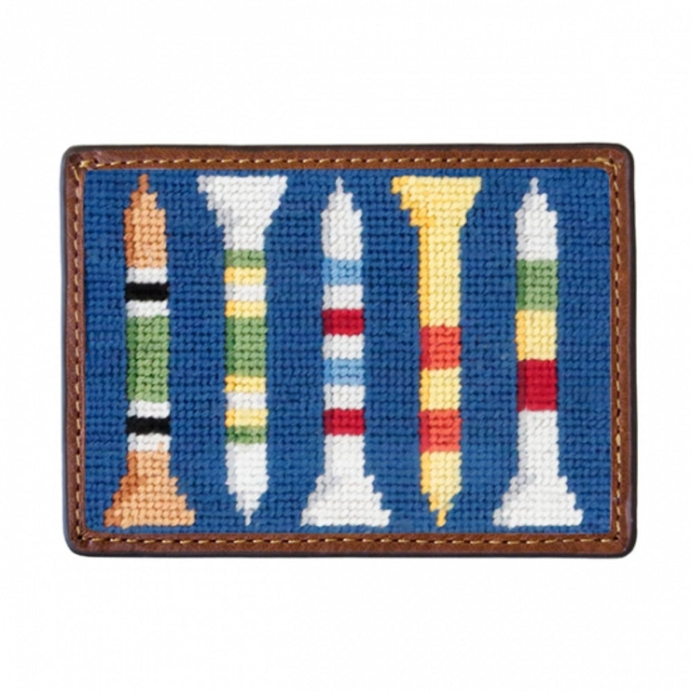 Smathers & Branson Hand - stitched Golf Tees Needlepoint Slim Credit Card Wallet