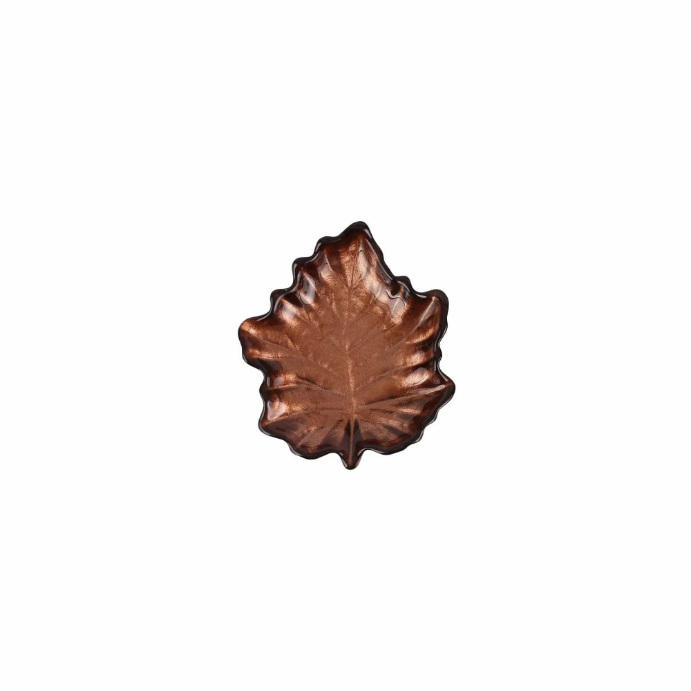 Vietri Autunno Collection Glass Figural Leaf-shaped Canapé Serving Plates