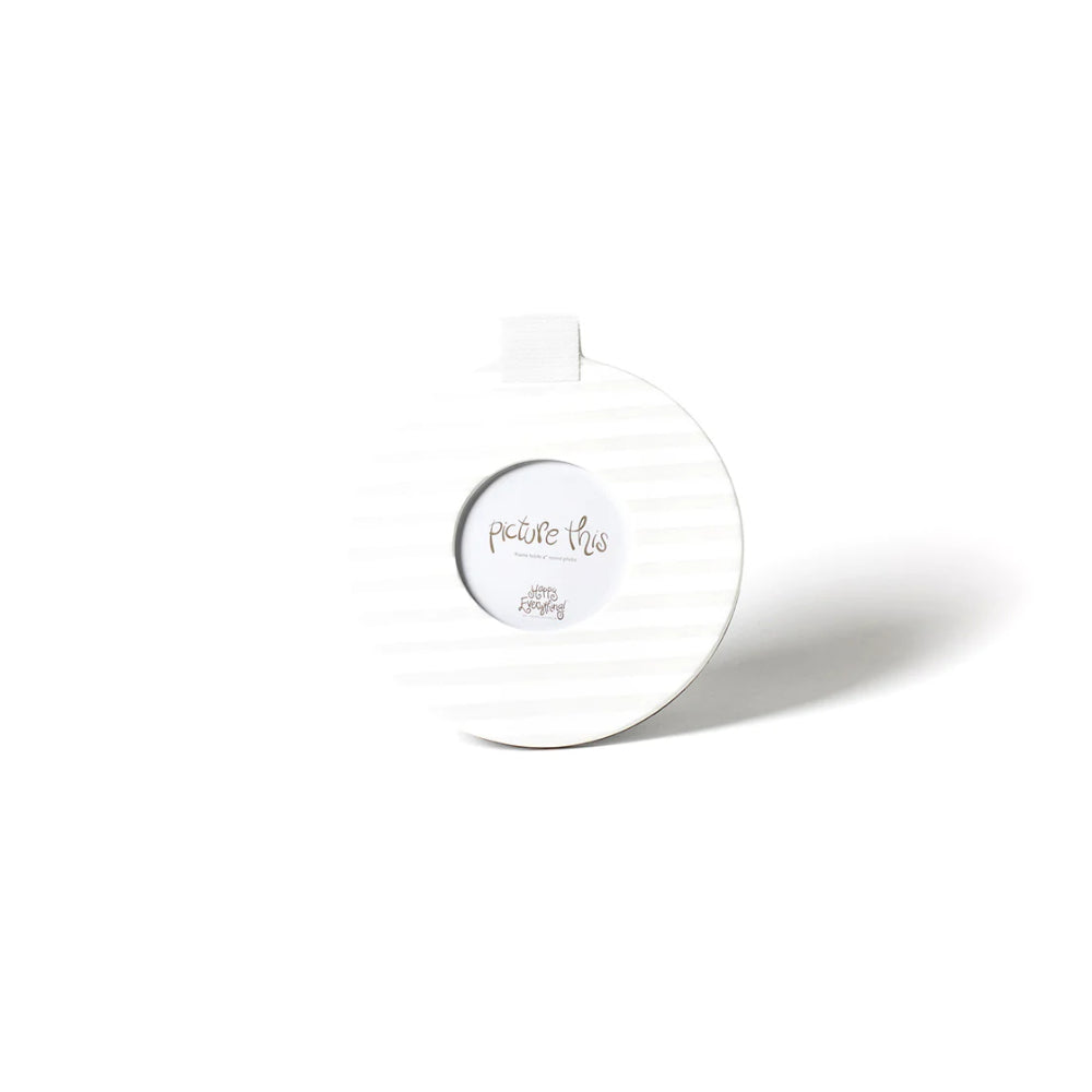 Elegant White Medium Striped Mini Round Picture Frame for Home Decor