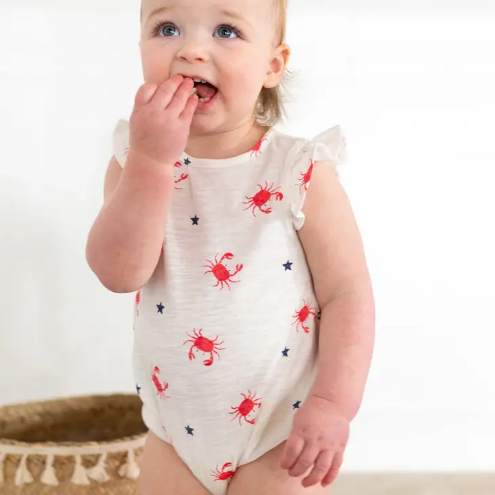 Samantha Baby and Child Bubble Suit with Crab Print Design