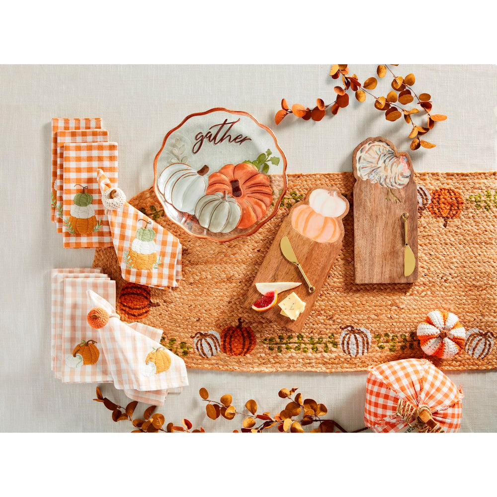 Mud Pie Hand - painted Gathering Glass Serving Platter with Ruffle Edge