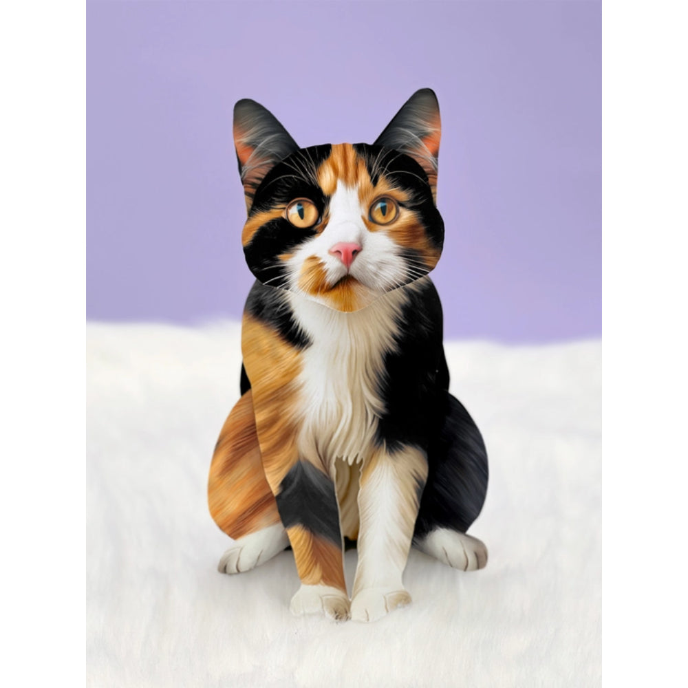 FreshCut Paper LLC Calico Cat Pop - Up Greeting Card with Interactive Accessories and Notecard