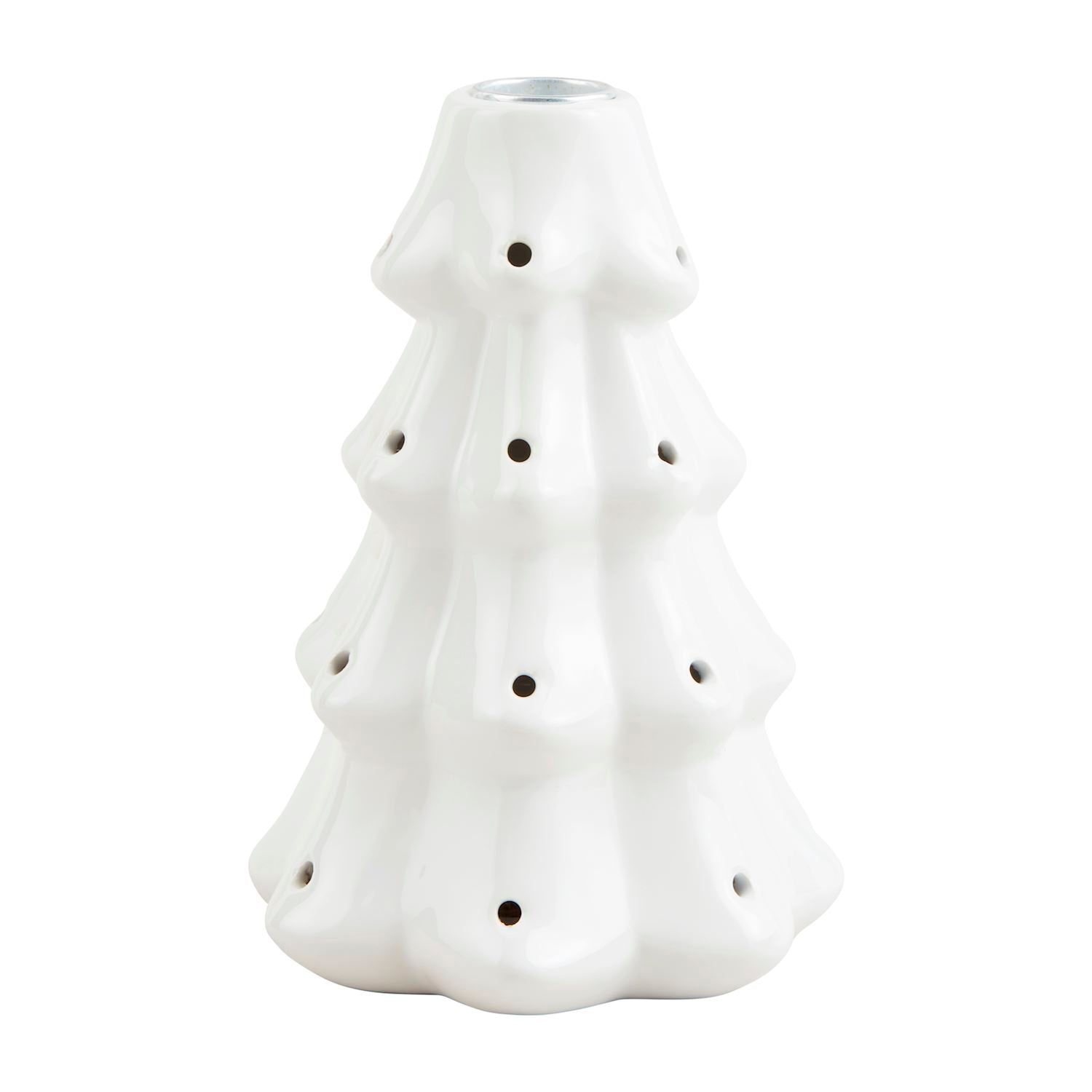 Mud Pie LED Ceramic Light-Up Tree Taper Candle Holder - Small & Large Sizes