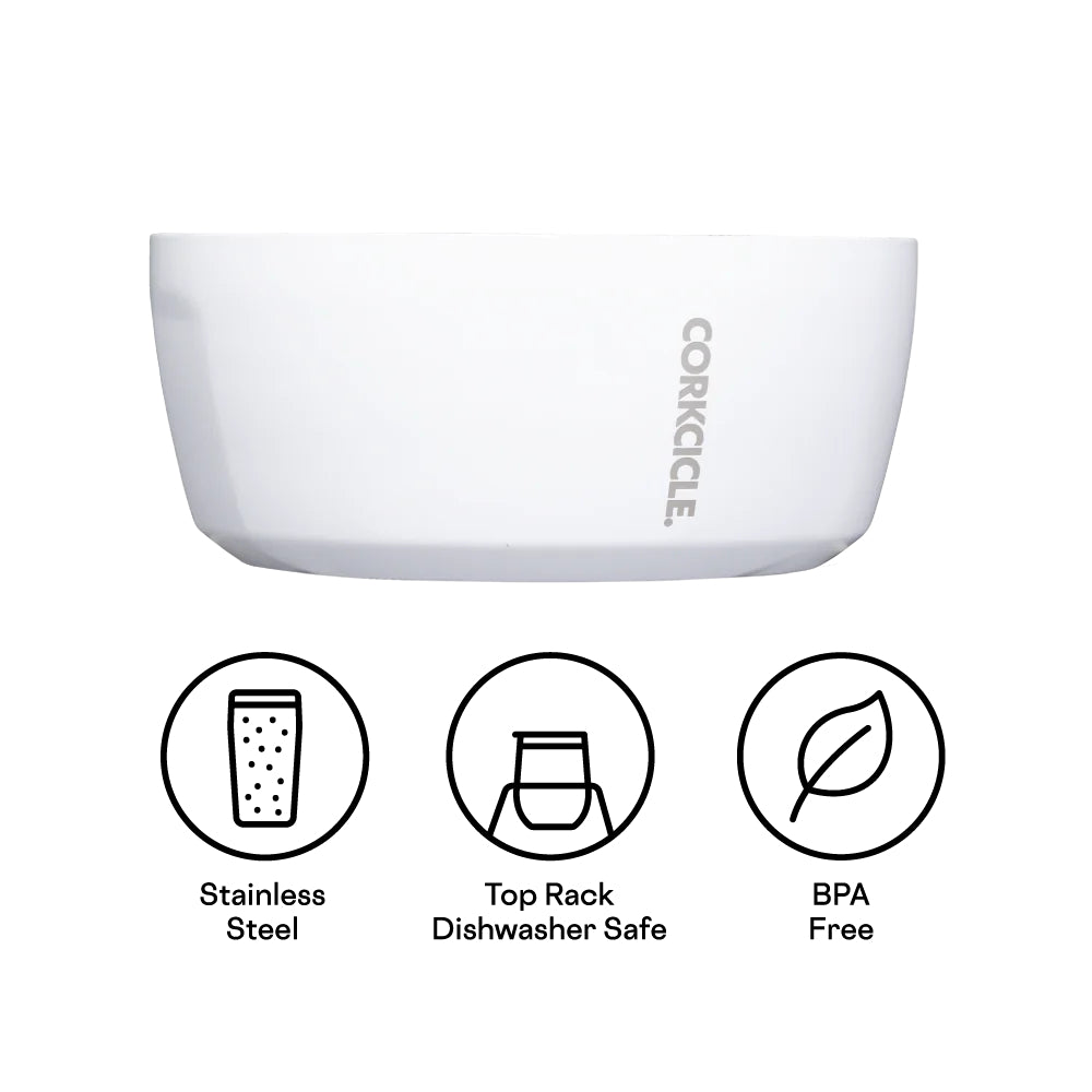 Corkcicle 16-ounce Enamel-Coated Double-Wall Stainless Steel Dog Bowl for Mess-Free Meals