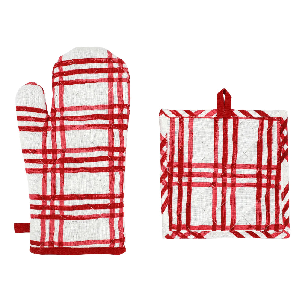 Vietri Bohemian Style Linens Set of Oven Mitt and Potholder for Kitchen Use