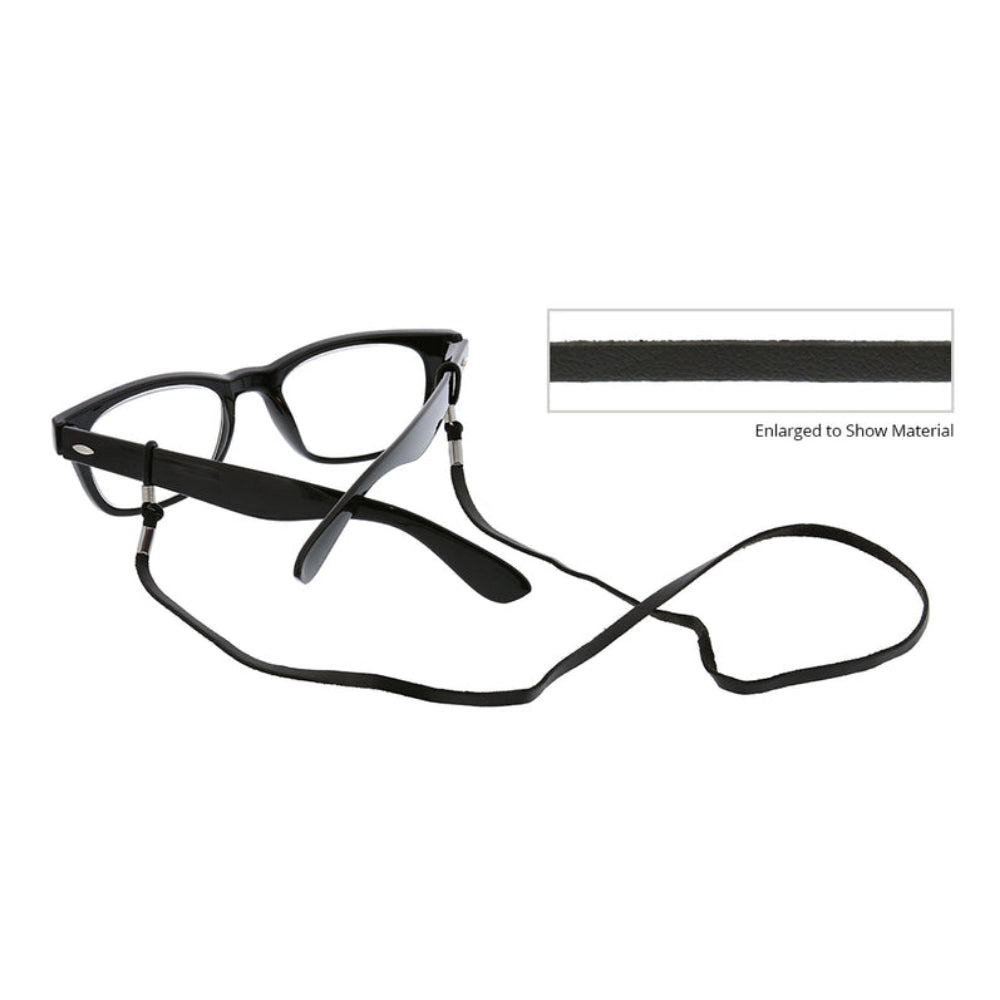 Black Faux Leather Eyeglasses Cord by Peepers for Men and Women