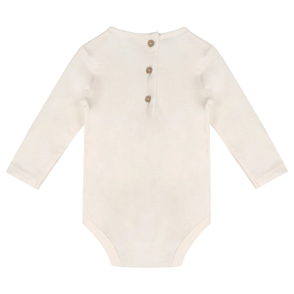 Viverano Organics Baby Romper Set Made of Organic Cotton with Crab Embroidered Design in Oat Heather Color