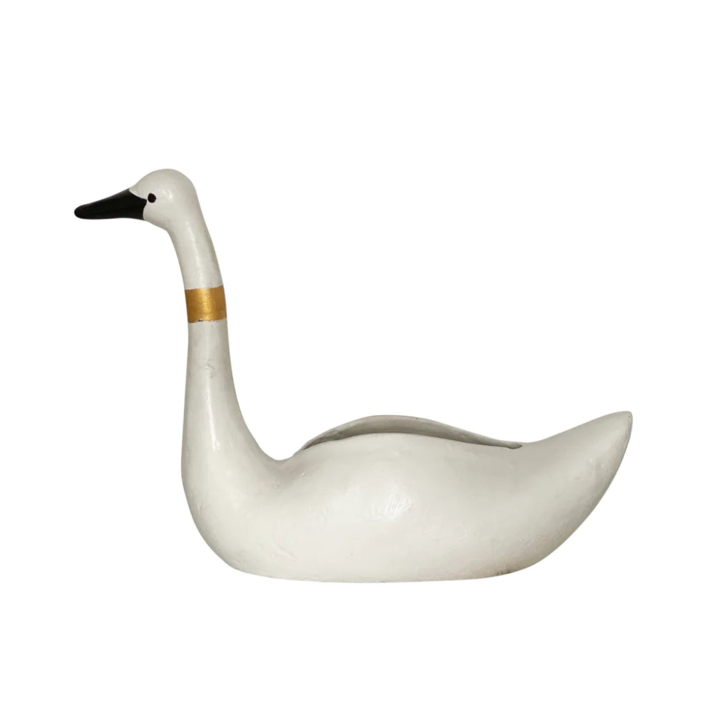 Hand - sculpted Water - resistant Dana Gibson Swan - shaped Cachepot for Decor