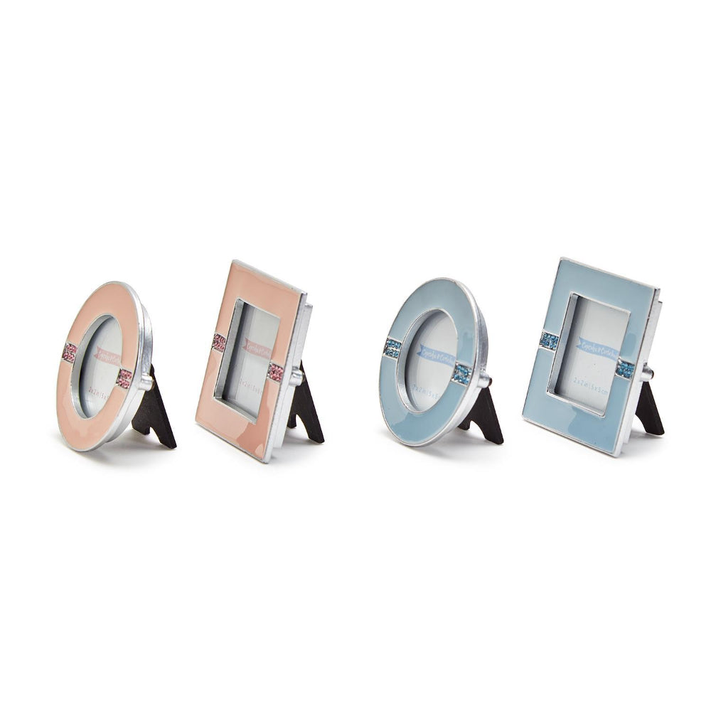 Two's Company Enamel and Jewel-Adorned 2x2 Photo Frames for Elegant Display